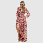Maxi Robe en Chiffon à Motif Floral