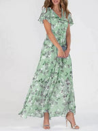 Robe Élégante en Chiffon à Motifs Floraux