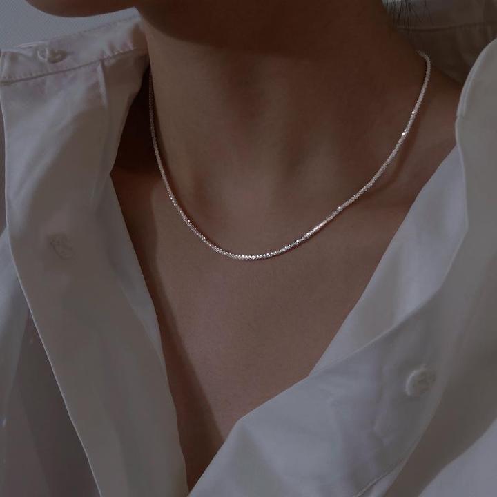Collier Élégant en Argent à Double Chaîne pour Femmes - Design Céleste