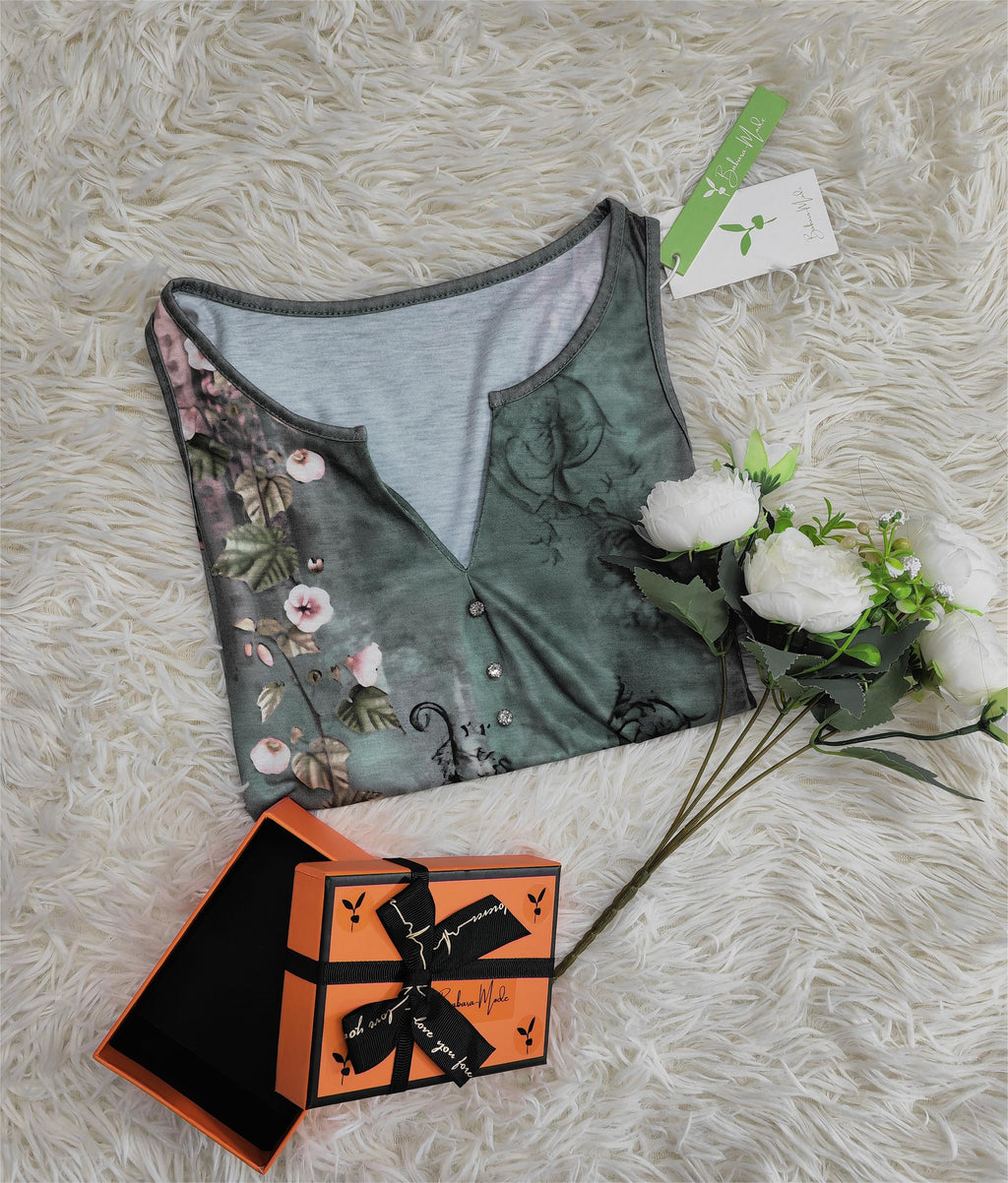 Débardeur sans manches à motif floral aquarelle