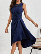 Robe Midi Sans Manches en Bleu Marine