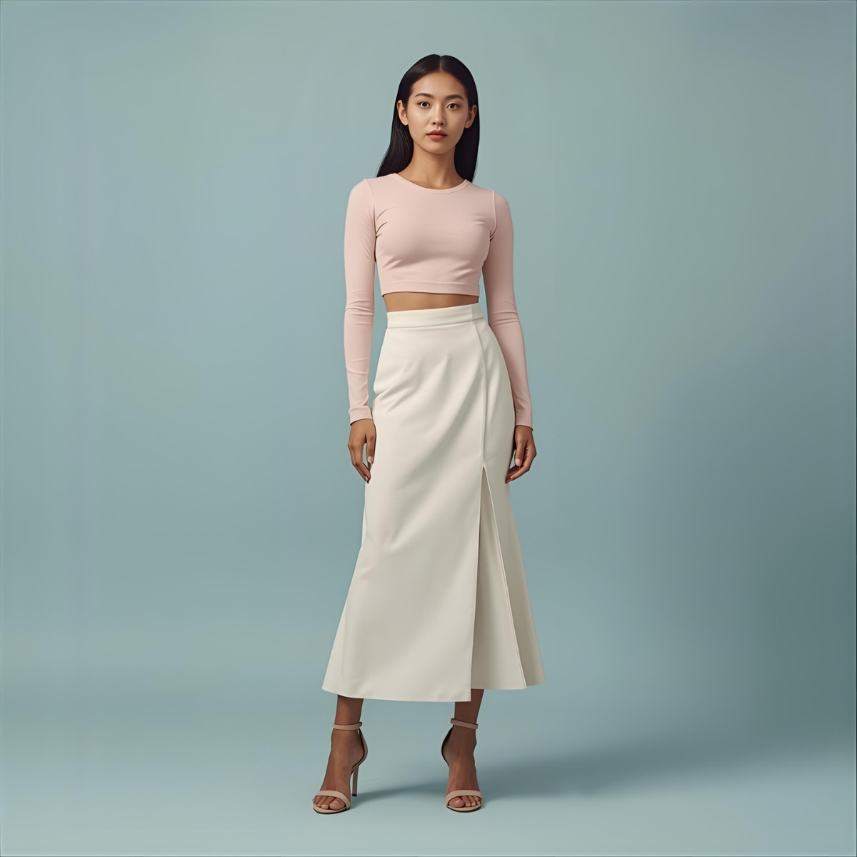 ROSALIA | T-Shirt Rose Clair Manches Longues Stylé et Élégant