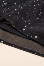 Robe Noire Chic Pailletée avec Superposition en Maille Élégante