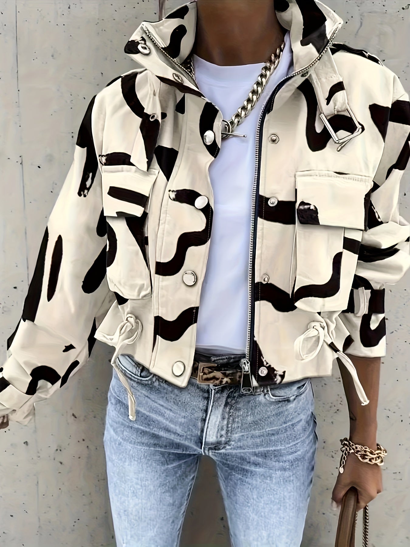 Élégante Veste Femme à Col Montant