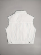 Johanna - Veste en Jean Sans Manches avec Poches à Rabat