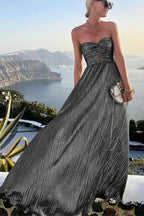 Robe Maxi Décontractée à Épaules Dénudées pour Femmes