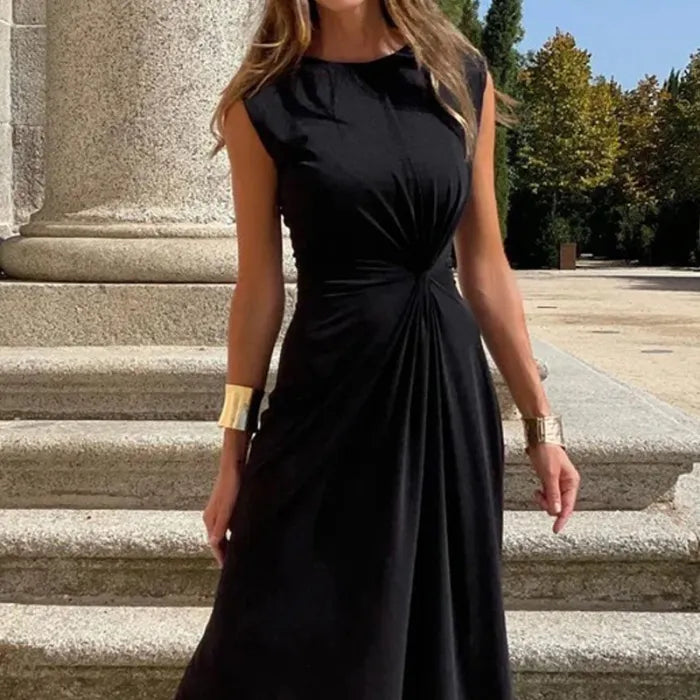 Robe Maxi Élégante à Manches Longues et Col V pour Femmes - Tenue de Soirée Unie