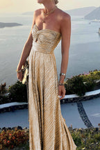 Robe Maxi Décontractée à Épaules Dénudées pour Femmes