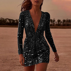 Robe Chic en Sequins Dorés Transparente