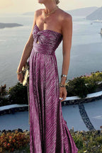 Robe Maxi Décontractée à Épaules Dénudées pour Femmes