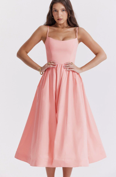 Robe Midi Chic avec Détails de Lacer au Dos