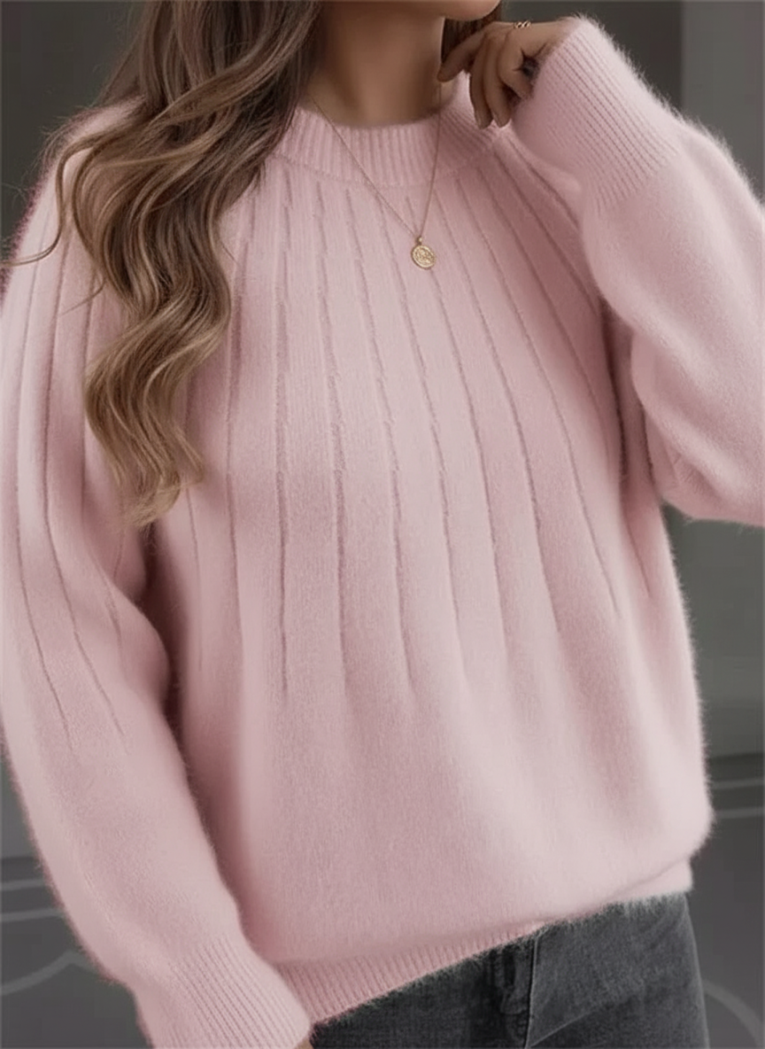 Pull doux en tricot côtelé grande taille pour femmes