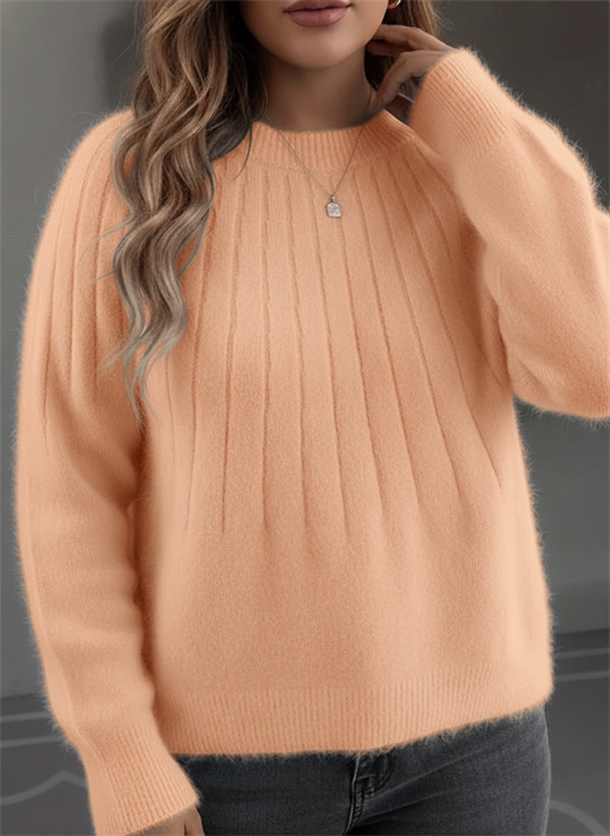Pull doux en tricot côtelé grande taille pour femmes