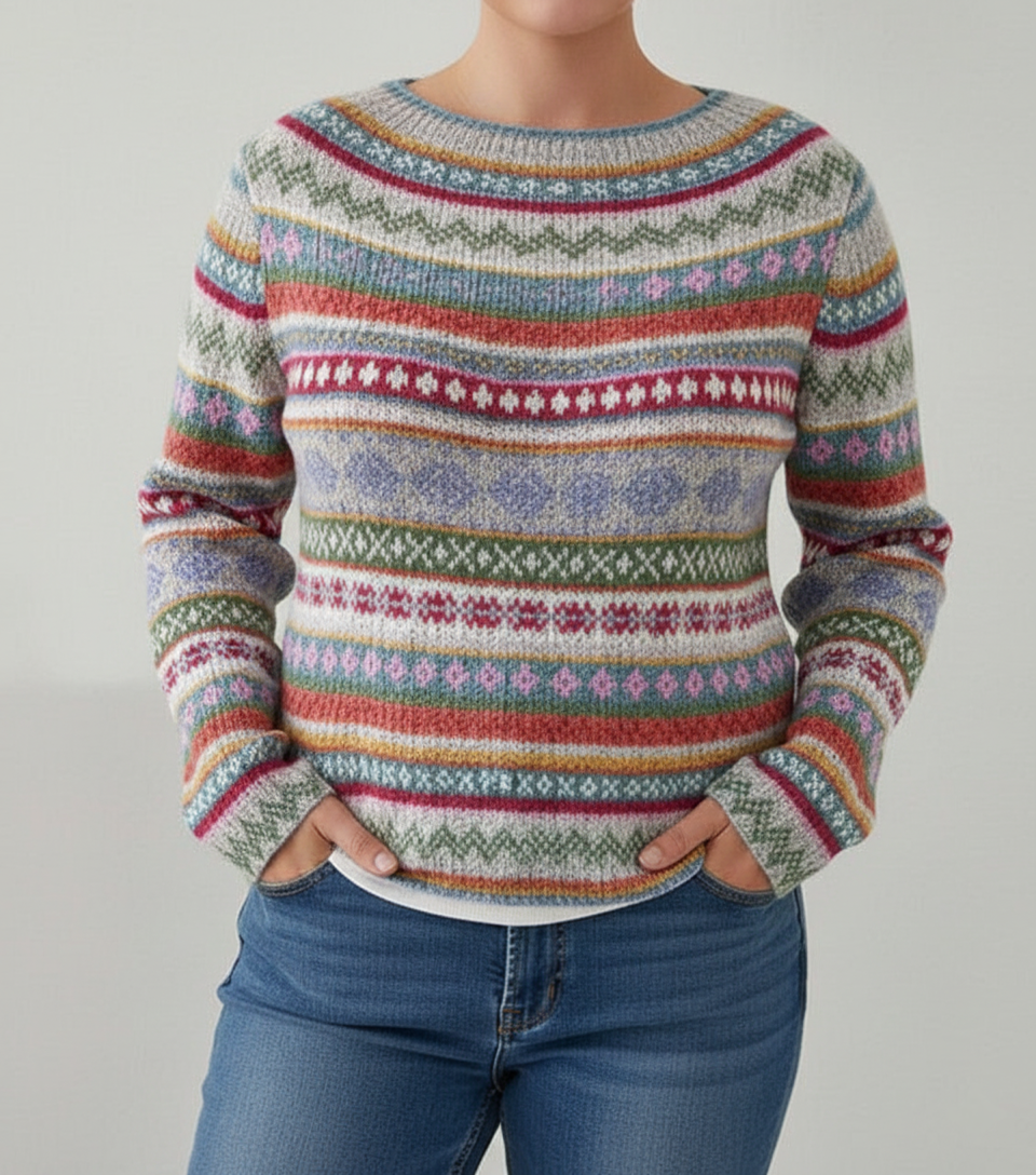 Pull Tricoté Multicolore Grande Taille pour Femmes