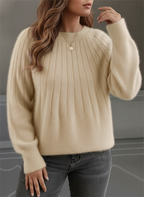 Pull doux en tricot côtelé grande taille pour femmes