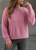 Pull doux en tricot côtelé grande taille pour femmes
