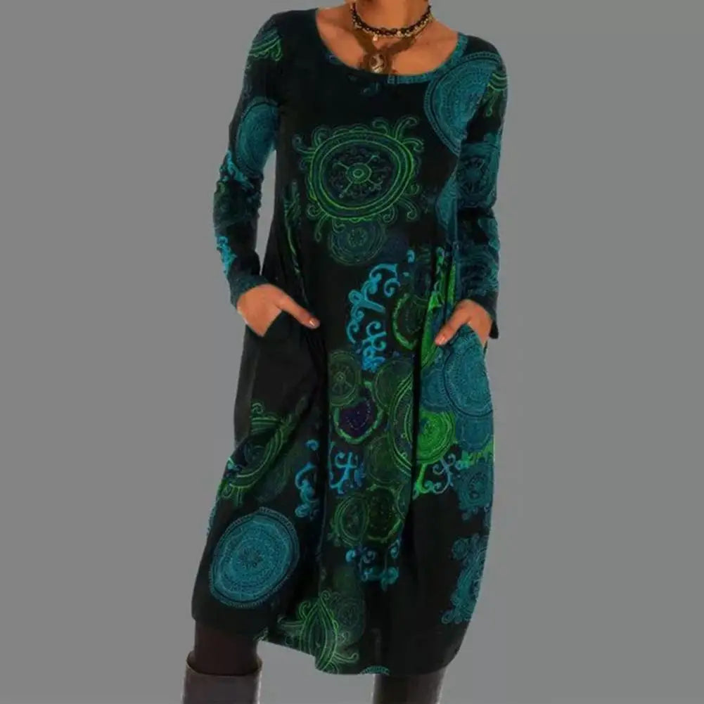 Robe Bohème Femme à Col Rond