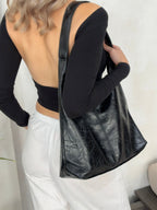 Sac fourre-tout en cuir vieilli au design vintage