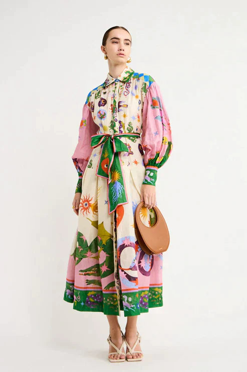 Robe Maxi Imprimée au Style Rétro