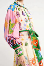 Robe Maxi Imprimée au Style Rétro