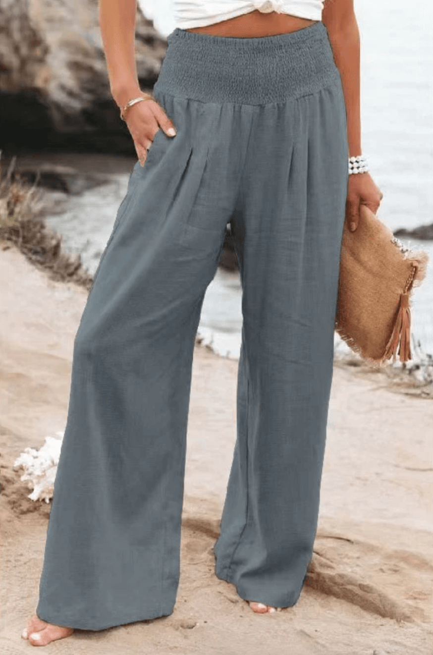 Élégant Pantalon Palazzo Élastique pour Femme