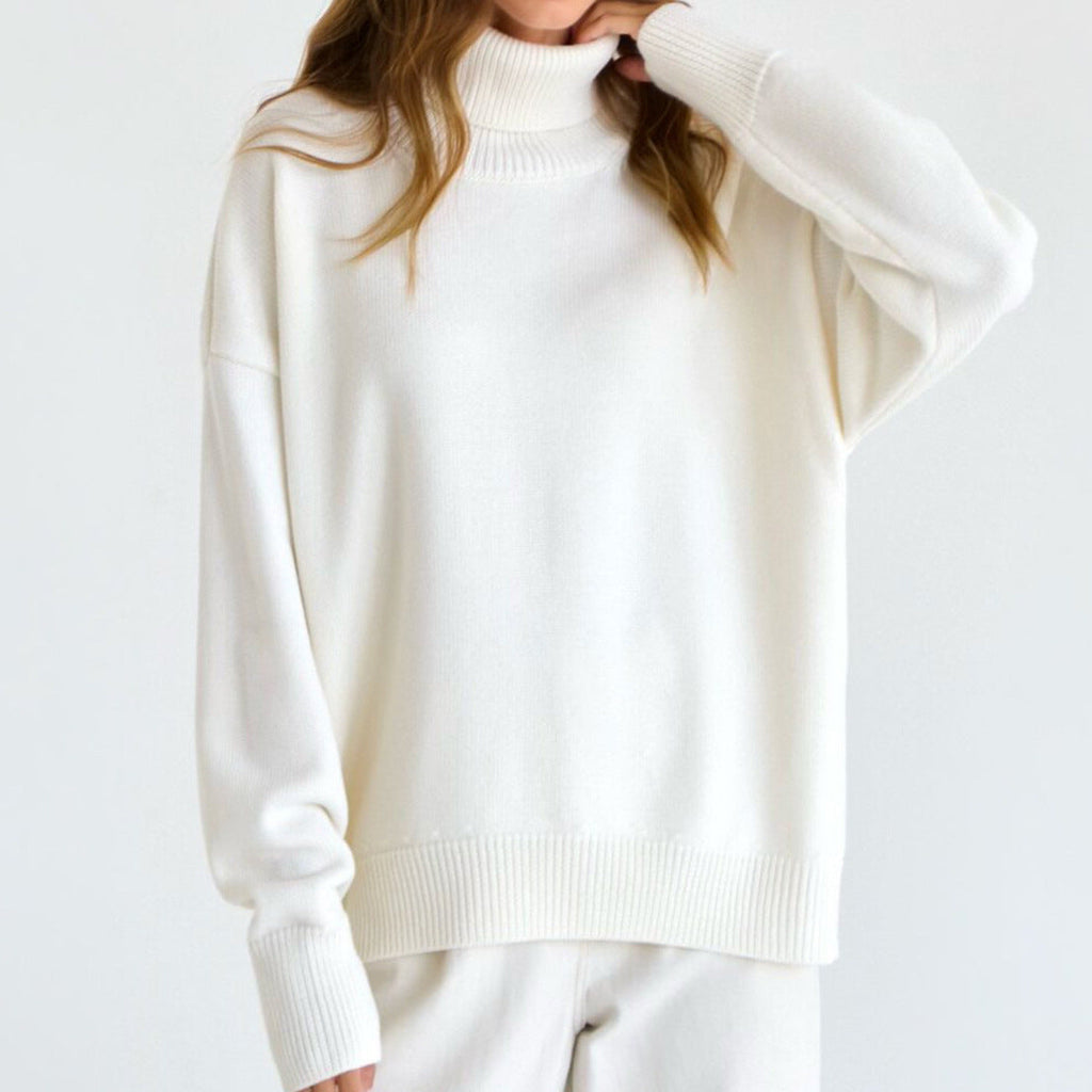 Pull Oversize en Tricot avec Col Roulé pour Femmes