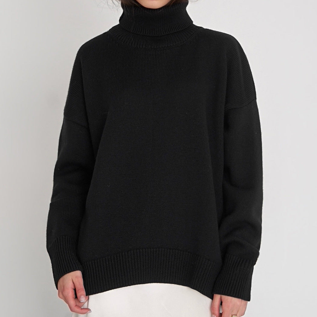 Pull Oversize en Tricot avec Col Roulé pour Femmes