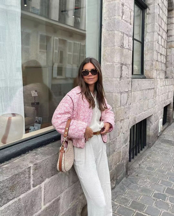 BLOOM – Veste Matelassée Femme en Patchwork Rose