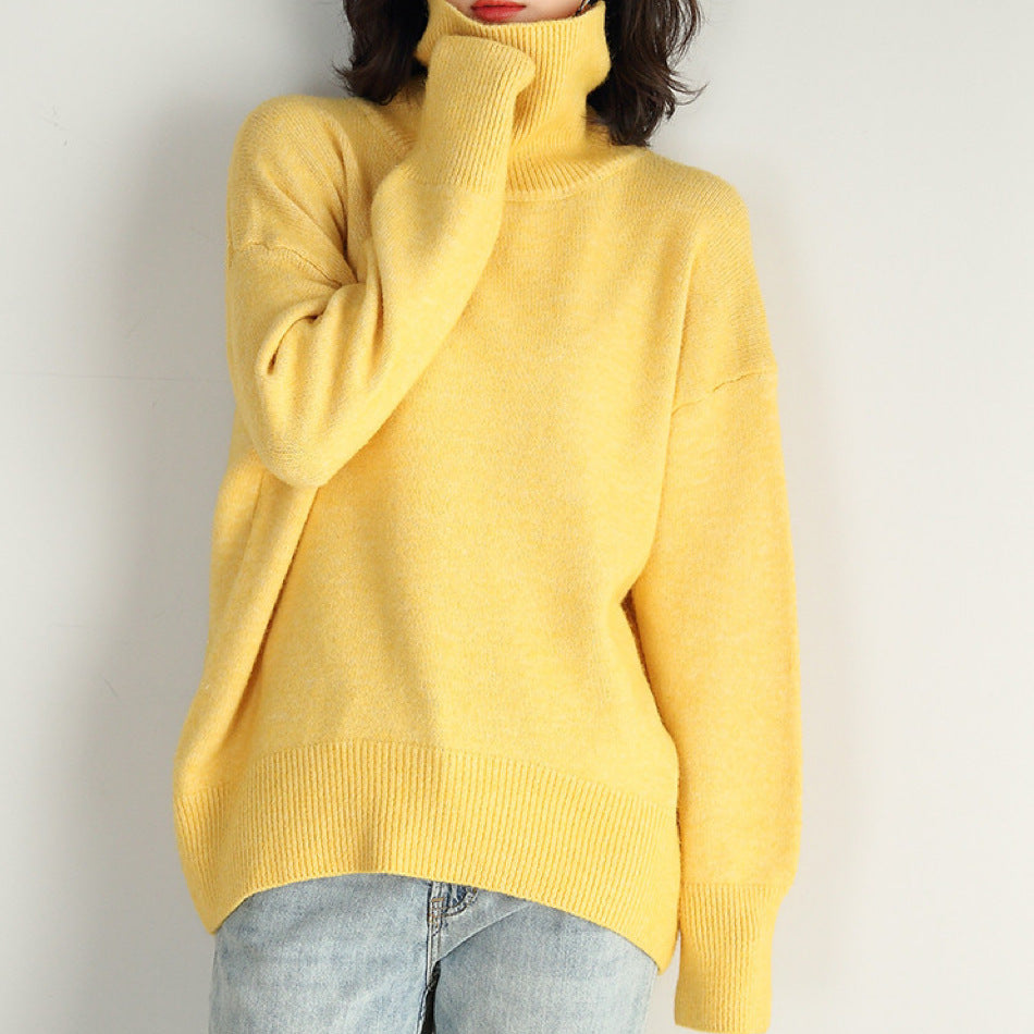 Pull Oversize en Tricot avec Col Roulé pour Femmes