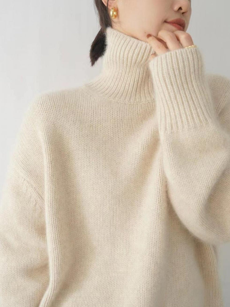 Pull Élégant en Tricot à Col Roulé pour Femme