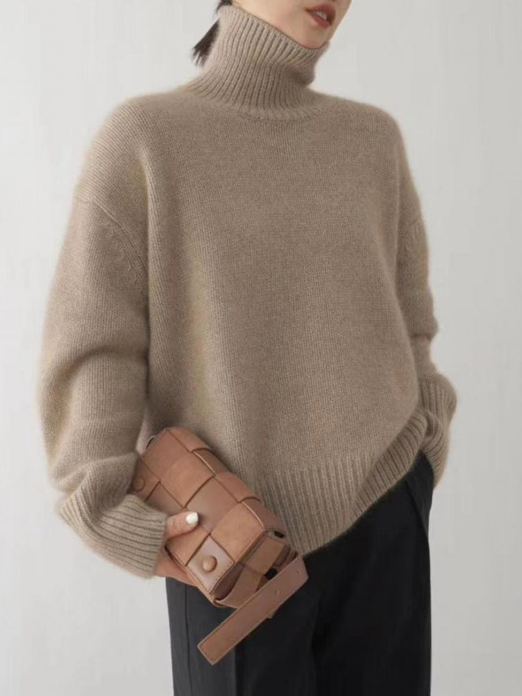 Pull Élégant en Tricot à Col Roulé pour Femme