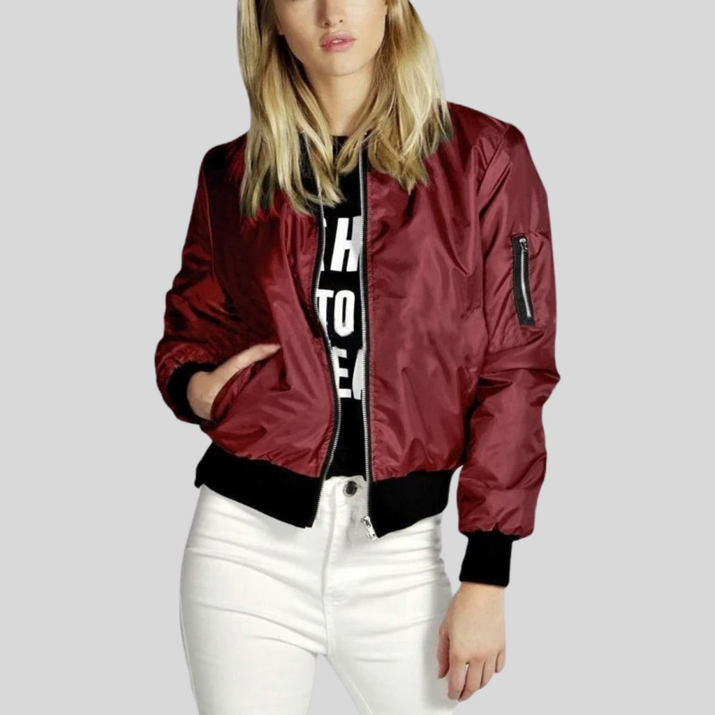 Veste Bomber Femme à Col Rond