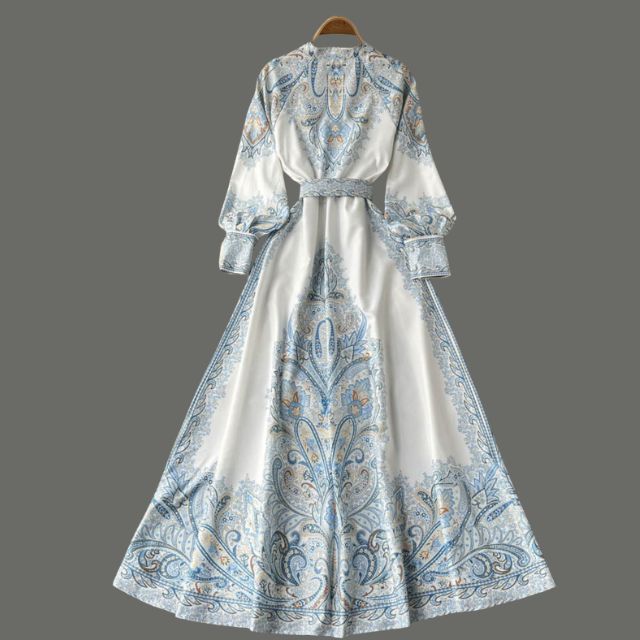 Robe A-Line à Motif Floral avec Ceinture
