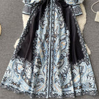 Robe A-Line à Motif Floral avec Ceinture