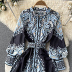 Robe A-Line à Motif Floral avec Ceinture