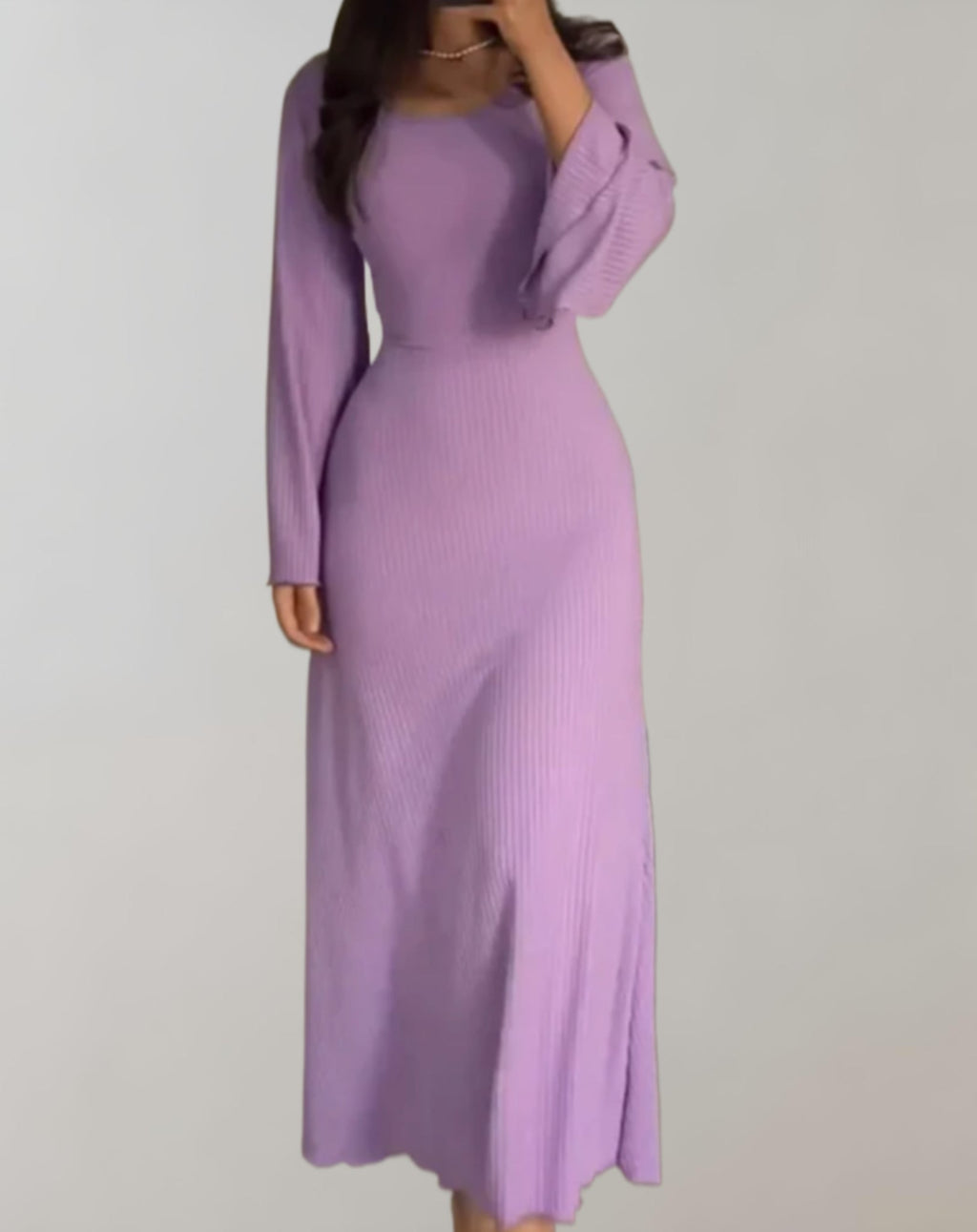 Robe Bodycon Femme à Col Rond et Manches Longues | Noemie