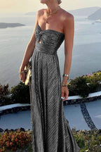 Robe Maxi Décontractée à Épaules Dénudées pour Femmes