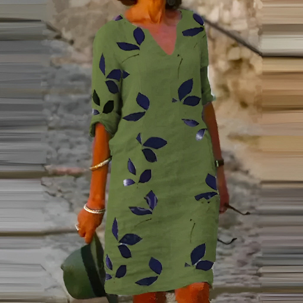 Robe d'été élégante pour femmes avec motif de feuilles