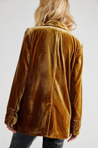 Élégant Blazer en Velours à Manches Longues avec Fermeture Boutonnée